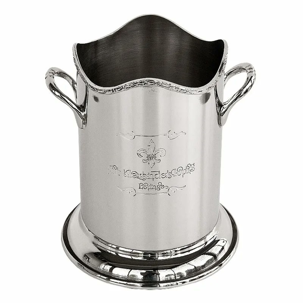 Casa Padrino Enfriador de Lujo Plata Ø 16 x H. 18 cm - Enfriador para Una Botella con Grabado Casa Padrino Enfriador de Lujo Plata Ø 16 x H. 18 cm - Enfriador para Una Botella con Grabado