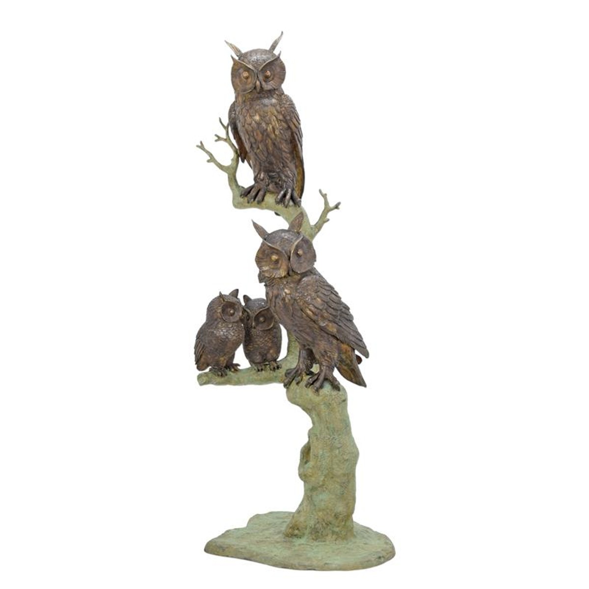 Casa Padrino Sculpture en Bronze de Luxe Hiboux avec Petits dans un Arbre Bronze / Vert 67 x H. 172 cm - Grande Figurine en Bronze - Figurine Décorative Casa Padrino Sculpture en Bronze de Luxe Hiboux avec Petits dans un Arbre Bronze / Vert 67 x H. 172 cm - Grande Figurine en Bronze - Figurine Décorative