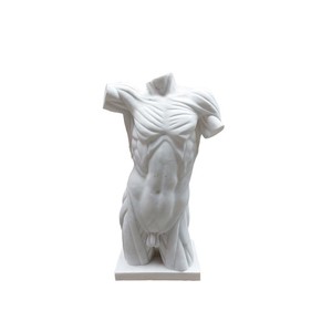 Casa Padrino Luxus Marmor Skulptur Männlicher Torso Weiß - Handgefertigte Marmorfigur - Deko Skulptur