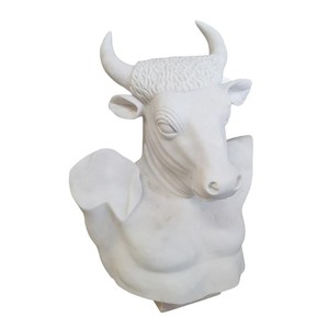 Casa Padrino Luxus Marmor Skulptur Büste Minotaurus Weiß - Handgefertigte Marmorbüste - Deko Skulptur