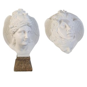 Casa Padrino Luxus Marmor Skulptur Büste Hypnos Weiß / Braun - Handgefertigte Marmorbüste - Deko Skulptur