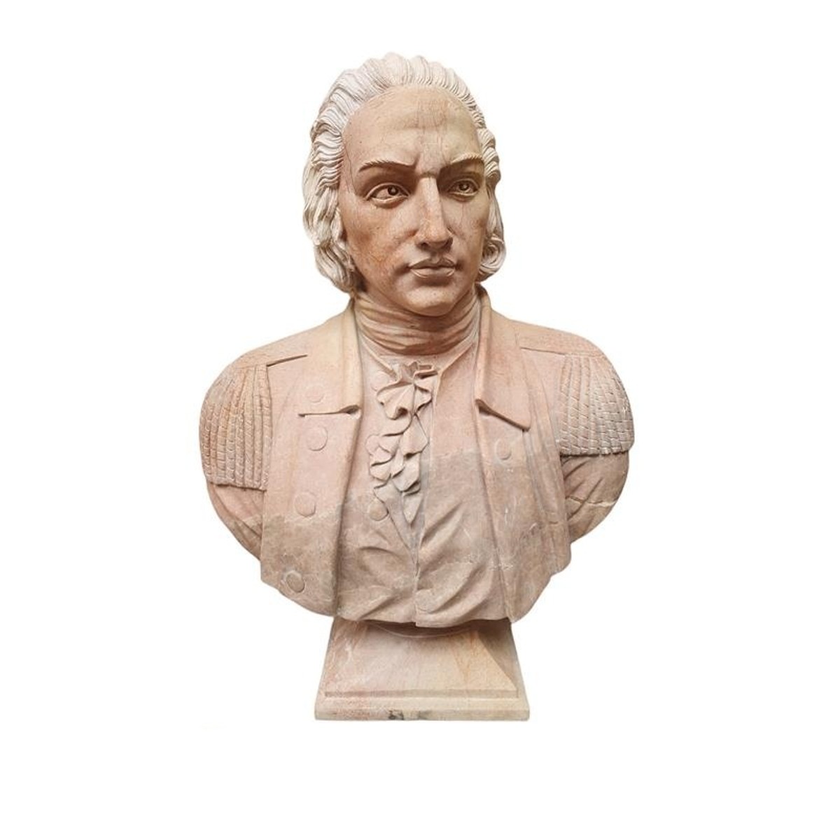 Casa Padrino Luxus Marmor Skulptur Herrenbüste im Rokoko Stil Beige / Rosé - Handgefertigte Marmorbüste - Deko Skulptur Casa Padrino Luxus Marmor Skulptur Herrenbüste im Rokoko Stil Beige / Rosé - Handgefertigte Marmorbüste - Deko Skulptur