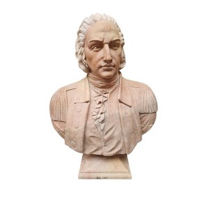 Casa Padrino Luxus Marmor Skulptur Herrenbüste im Rokoko Stil Beige / Rosé - Handgefertigte Marmorbüste - Deko Skulptur