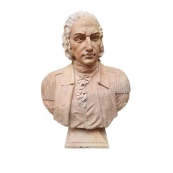 Casa Padrino Luxus Marmor Skulptur Herrenbüste im Rokoko Stil Beige / Rosé - Handgefertigte Marmorbüste - Deko Skulptur Casa Padrino Luxus Marmor Skulptur Herrenbüste im Rokoko Stil Beige / Rosé - Handgefertigte Marmorbüste - Deko Skulptur