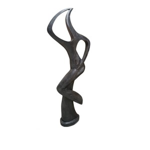 Casa Padrino Luxus Marmor Skulptur Tänzerin Abstrakt Schwarz 50 x 40 x H. 146 cm - Handgefertigte Marmorfigur - Große Moderne Deko Skulptur