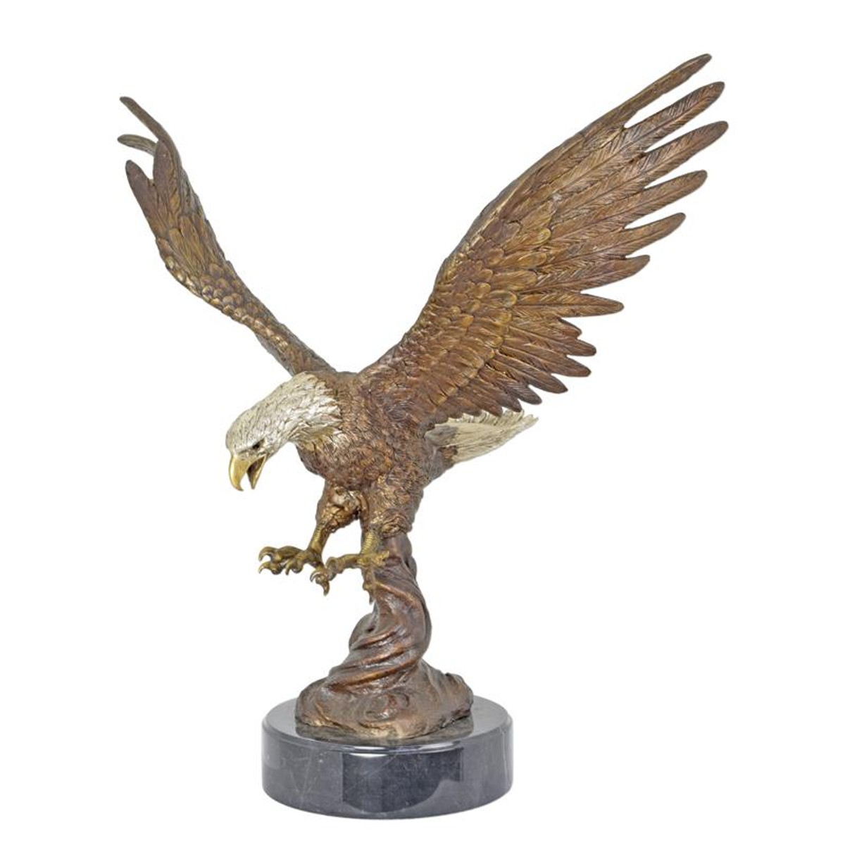Casa Padrino Sculpture en Bronze de Luxe Aigle aux Ailes Déployées Bronze / Or / Noir 75 x H. 76 cm - Figurine en Bronze avec Socle en Marbre - Figurine Décorative Casa Padrino Sculpture en Bronze de Luxe Aigle aux Ailes Déployées Bronze / Or / Noir 75 x H. 76 cm - Figurine en Bronze avec Socle en Marbre - Figurine Décorative