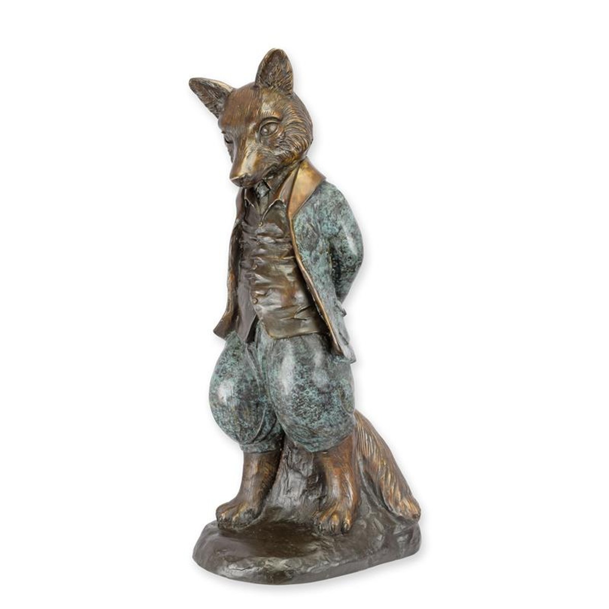 Casa Padrino Sculpture en Bronze de Luxe Renard en Costume Bronze / Vert 30,5 x 43 x H. 87 cm - Grande Figurine en Bronze - Figurine Décorative Casa Padrino Sculpture en Bronze de Luxe Renard en Costume Bronze / Vert 30,5 x 43 x H. 87 cm - Grande Figurine en Bronze - Figurine Décorative