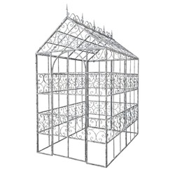 Casa Padrino Luxury Iron Greenhouse Silver 160 x 244 x H. 296 cm - Handmade Garden Pavilion - Luxury Garden Furniture Casa Padrino Luxury Iron Greenhouse Silver 160 x 244 x H. 296 cm - Handmade Garden Pavilion - Luxury Garden Furniture