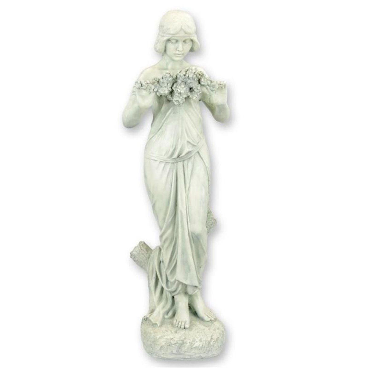 Casa Padrino Luxus Gartenfigur Mädchen mit Blumengirlande Antikweiß H. 197 cm - Große Deko Skulptur Casa Padrino Luxus Gartenfigur Mädchen mit Blumengirlande Antikweiß H. 197 cm - Große Deko Skulptur