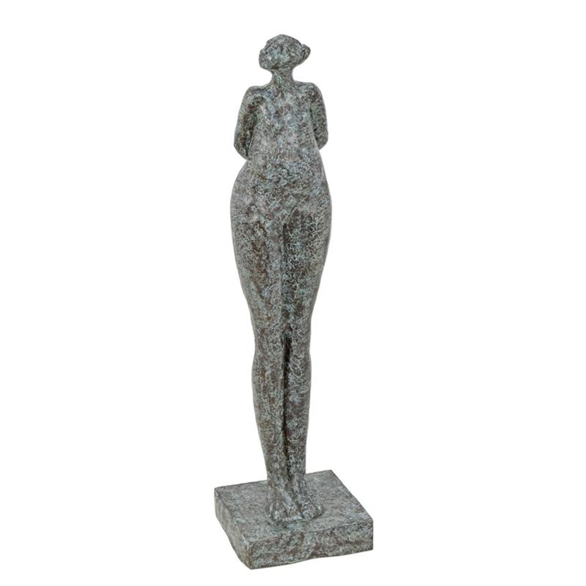 Casa Padrino Scultura in Bronzo di Lusso Donna in Piedi Verde / Bronzo 27,5 x 29 x H. 110 cm - Grande Figura in Bronzo - Figura Decorativa Moderna Casa Padrino Scultura in Bronzo di Lusso Donna in Piedi Verde / Bronzo 27,5 x 29 x H. 110 cm - Grande Figura in Bronzo - Figura Decorativa Moderna
