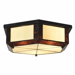 Art Deco Tiffany Deckenleuchte Beige Rotbraun