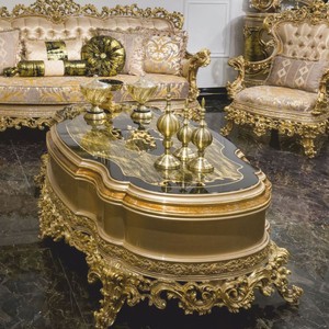Casa Padrino tavolo soggiorno barocco di lusso grigio / verde / nero / oro 164 cm - Tavolino da caffè barocco - Mobili per soggiorno stile barocco