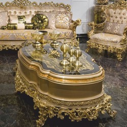 Casa Padrino tavolo soggiorno barocco di lusso grigio / verde / nero / oro 164 cm - Tavolino da caffè barocco - Mobili per soggiorno stile barocco