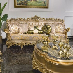 Casa Padrino divano barocco di lusso grigio / oro 285 cm - Magnifico divano per soggiorno barocco - Mobili per soggiorno barocco