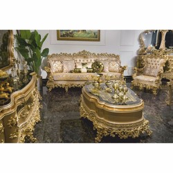 Casa Padrino divano barocco di lusso grigio / oro 285 cm - Magnifico divano per soggiorno barocco - Mobili per soggiorno barocco