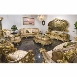 Casa Padrino divano barocco di lusso grigio / oro 285 cm - Magnifico divano per soggiorno barocco - Mobili per soggiorno barocco