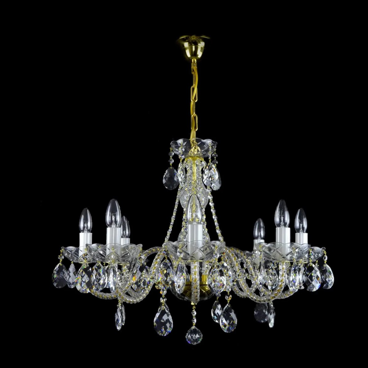 Casa Padrino Luxury Baroque Crystal Chandelier Gold Ø 65 x H. 50 cm - Magnificent Brass Chandelier with Bohemian Crystal Glass - Baroque Furniture - Noble & Magnificent Casa Padrino Luxury Baroque Crystal Chandelier Gold Ø 65 x H. 50 cm - Magnificent Brass Chandelier with Bohemian Crystal Glass - Baroque Furniture - Noble & Magnificent