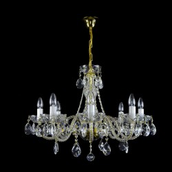 Casa Padrino Luxury Baroque Crystal Chandelier Gold Ø 65 x H. 50 cm - Magnificent Brass Chandelier with Bohemian Crystal Glass - Baroque Furniture - Noble & Magnificent Casa Padrino Luxury Baroque Crystal Chandelier Gold Ø 65 x H. 50 cm - Magnificent Brass Chandelier with Bohemian Crystal Glass - Baroque Furniture - Noble & Magnificent