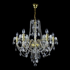 Casa Padrino Lustre en cristal baroque de luxe Or Ø 68 x H. 70 cm - Somptueux lustre en laiton avec cristal de Bohême - Meubles baroques - Noble & somptueux