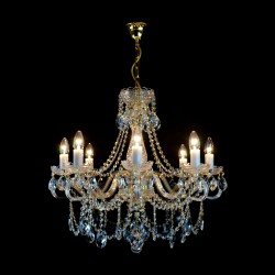 Casa Padrino Luxury Baroque Crystal Chandelier Gold Ø 65 x H. 62 cm - Magnificent Brass Chandelier with Bohemian Crystal Glass - Baroque Furniture - Noble & Magnificent