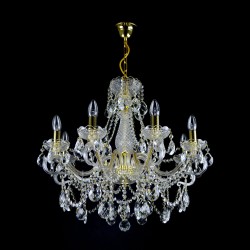 Casa Padrino Luxury Baroque Crystal Chandelier Gold Ø 65 x H. 62 cm - Magnificent Brass Chandelier with Bohemian Crystal Glass - Baroque Furniture - Noble & Magnificent