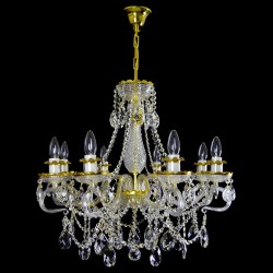 Casa Padrino Luxury Baroque Crystal Chandelier Gold Ø 65 x H. 62 cm - Magnificent Brass Chandelier with Bohemian Crystal Glass - Baroque Furniture - Noble & Magnificent