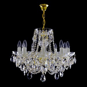 Casa Padrino Lustre en cristal baroque de luxe Or Ø 62 x H. 44 cm - Somptueux lustre en laiton avec cristal de Bohême - Meubles baroques - Noble & somptueux
