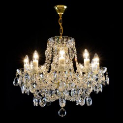 Casa Padrino Luxury Baroque Crystal Chandelier Gold Ø 62 x H. 44 cm - Magnificent Brass Chandelier with Bohemian Crystal Glass - Baroque Furniture - Noble & Magnificent