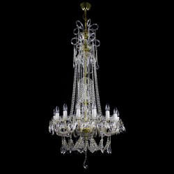 Casa Padrino Luxury Baroque Crystal Chandelier Gold Ø 72 x H. 170 cm - Magnificent Brass Chandelier with Bohemian Crystal Glass - Baroque Furniture - Noble & Magnificent Casa Padrino Luxury Baroque Crystal Chandelier Gold Ø 72 x H. 170 cm - Magnificent Brass Chandelier with Bohemian Crystal Glass - Baroque Furniture - Noble & Magnificent