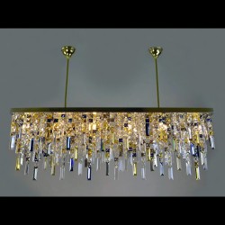 Casa Padrino Luxury Baroque Crystal Chandelier Gold Ø 35 x H. 200 cm - Magnificent Brass Chandelier with Bohemian Crystal Glass - Baroque Furniture - Noble & Magnificent