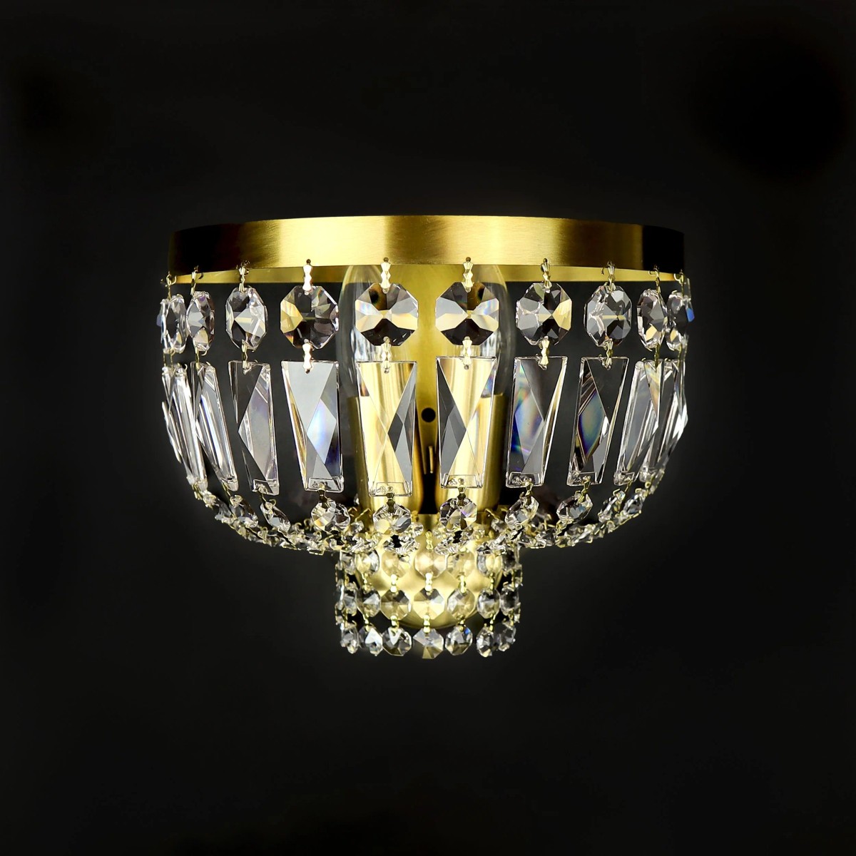 Casa Padrino Lámpara de araña de cristal barroco de lujo Oro Ø 25 x H. 15 cm - Suntuosa Lámpara de araña de latón con cristal de Bohemia - Muebles barrocos - Noble y suntuosa Casa Padrino Lámpara de araña de cristal barroco de lujo Oro Ø 25 x H. 15 cm - Suntuosa Lámpara de araña de latón con cristal de Bohemia - Muebles barrocos - Noble y suntuosa
