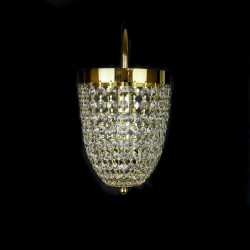 Casa Padrino Luxury Crystal Pendant Lamp Gold Ø 15 x H. 20 cm - Magnificent Brass Pendant Lamp with Bohemian Crystal Glass - Baroque Furniture - Noble & Magnificent