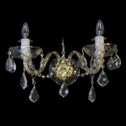 Casa Padrino Luxus Barock Kristall Deckenleuchte Gold Ø 42 x H. 25 cm - Prunkvolle Messing Deckenleuchte mit böhmischem Kristallglas - Barock Möbel - Edel & Prunkvoll