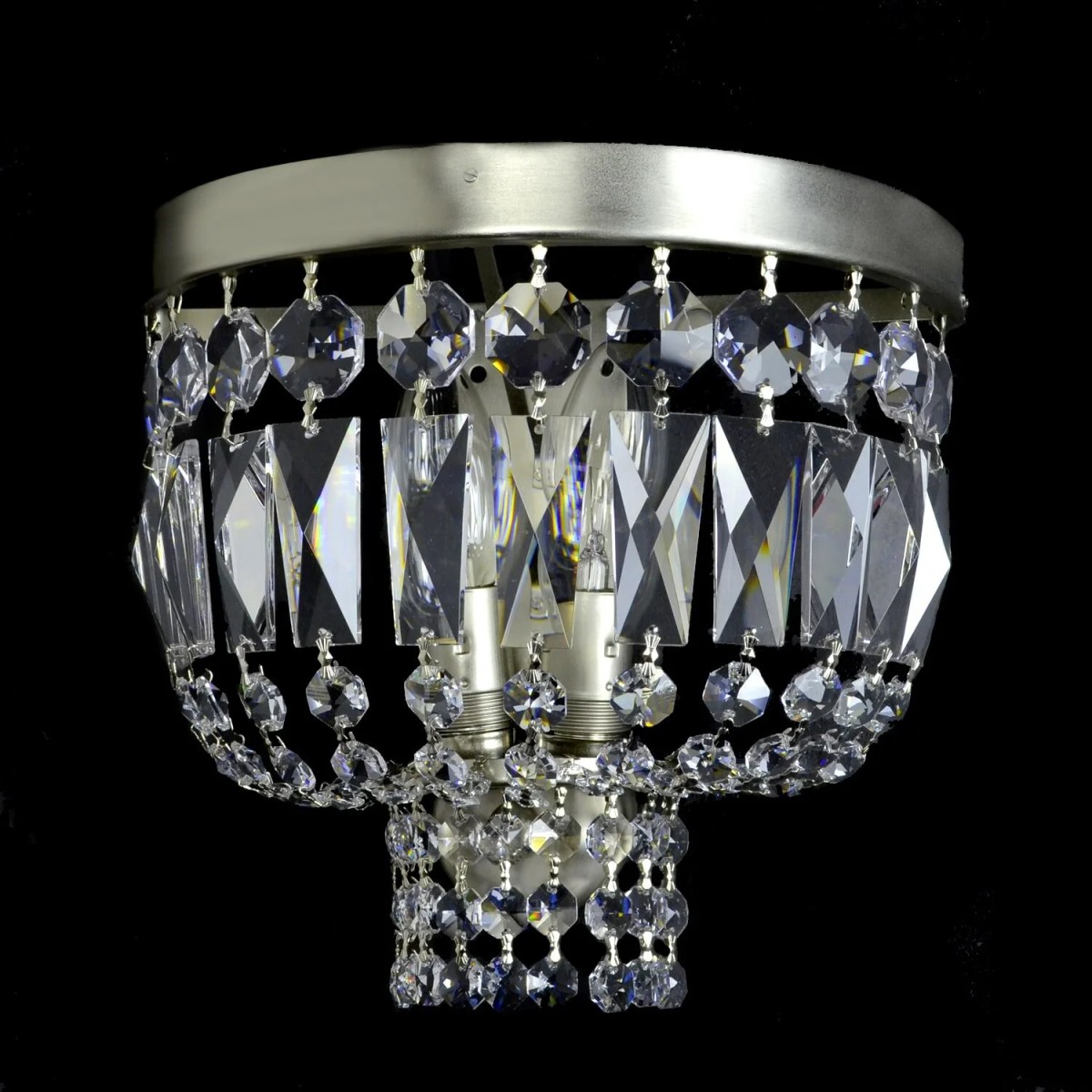 Casa Padrino Lámpara de araña de cristal barroco de lujo Plata Ø 25 x H. 15 cm - Suntuosa Lámpara de araña de latón con cristal de Bohemia - Muebles barrocos - Noble y suntuosa Casa Padrino Lámpara de araña de cristal barroco de lujo Plata Ø 25 x H. 15 cm - Suntuosa Lámpara de araña de latón con cristal de Bohemia - Muebles barrocos - Noble y suntuosa