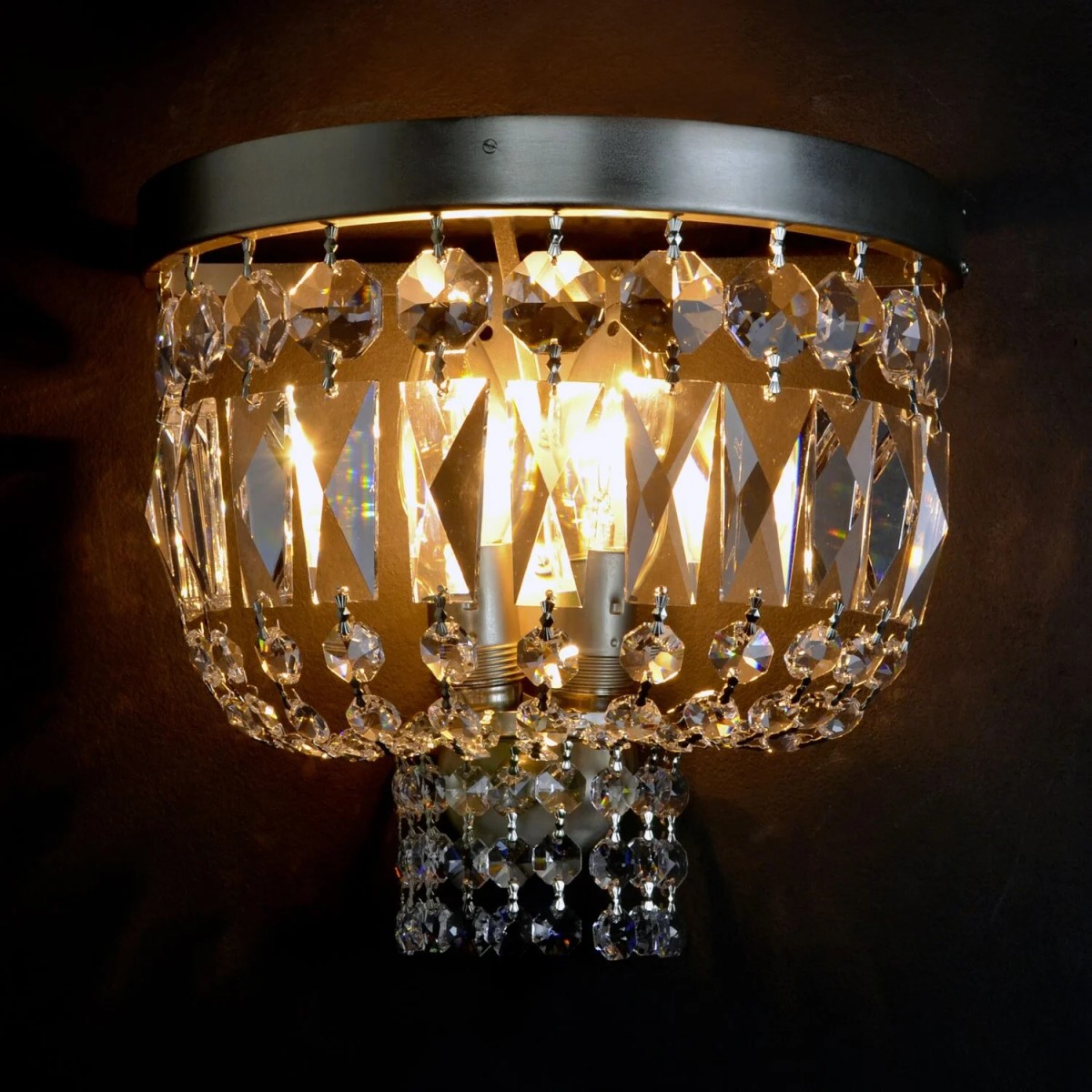Casa Padrino Lámpara de araña de cristal barroco de lujo Plata Ø 25 x H. 15 cm - Suntuosa Lámpara de araña de latón con cristal de Bohemia - Muebles barrocos - Noble y suntuosa Casa Padrino Lámpara de araña de cristal barroco de lujo Plata Ø 25 x H. 15 cm - Suntuosa Lámpara de araña de latón con cristal de Bohemia - Muebles barrocos - Noble y suntuosa