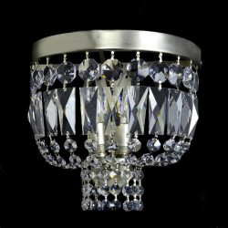 Casa Padrino Lámpara de araña de cristal barroco de lujo Plata Ø 25 x H. 15 cm - Suntuosa Lámpara de araña de latón con cristal de Bohemia - Muebles barrocos - Noble y suntuosa Casa Padrino Lámpara de araña de cristal barroco de lujo Plata Ø 25 x H. 15 cm - Suntuosa Lámpara de araña de latón con cristal de Bohemia - Muebles barrocos - Noble y suntuosa