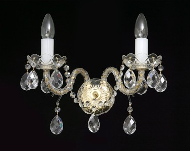 Casa Padrino Luxury Baroque Crystal Wall Lamp Gold 40 x 20 x H. 25 cm - Magnificent Brass Wall Lamp with Bohemian Crystal Glass - Baroque Furniture - Noble & Magnificent Casa Padrino Luxury Baroque Crystal Wall Lamp Gold 40 x 20 x H. 25 cm - Magnificent Brass Wall Lamp with Bohemian Crystal Glass - Baroque Furniture - Noble & Magnificent