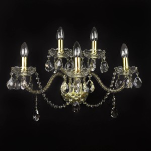 Casa Padrino Luxury Baroque Crystal Wall Lamp Gold 54 x 24 x H. 35 cm - Magnificent Brass Wall Lamp with Bohemian Crystal Glass - Baroque Furniture - Noble & Magnificent Casa Padrino Luxury Baroque Crystal Wall Lamp Gold 54 x 24 x H. 35 cm - Magnificent Brass Wall Lamp with Bohemian Crystal Glass - Baroque Furniture - Noble & Magnificent