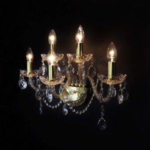 Casa Padrino Luxus Barock Kristall Wandleuchte Gold 54 x 24 x H. 35 cm - Prunkvolle Messing Wandleuchte mit böhmischem Kristallglas - Barock Möbel - Edel & Prunkvoll