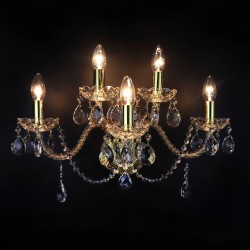 Casa Padrino Applique murale en cristal baroque de luxe Or 54 x 24 x H. 35 cm - Somptueuse Applique murale en laiton avec cristal de Bohême - Meubles baroques - Noble & somptueux Casa Padrino Applique murale en cristal baroque de luxe Or 54 x 24 x H. 35 cm - Somptueuse Applique murale en laiton avec cristal de Bohême - Meubles baroques - Noble & somptueux