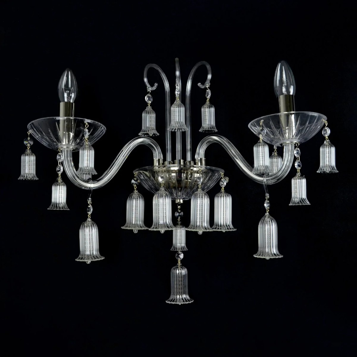 Casa Padrino Applique murale en cristal baroque de luxe Argent 38 x 20 x H. 25 cm - Somptueuse Applique murale en laiton avec cristal de Bohême - Meubles baroques - Noble & somptueux Casa Padrino Applique murale en cristal baroque de luxe Argent 38 x 20 x H. 25 cm - Somptueuse Applique murale en laiton avec cristal de Bohême - Meubles baroques - Noble & somptueux