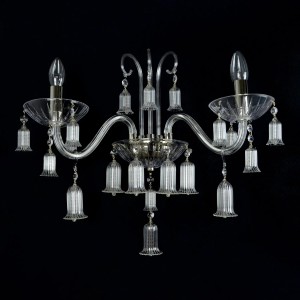 Casa Padrino Luxury Baroque Crystal Wall Lamp Silver 38 x 20 x H. 25 cm - Magnificent Brass Wall Lamp with Bohemian Crystal Glass - Baroque Furniture - Noble & Magnificent Casa Padrino Luxury Baroque Crystal Wall Lamp Silver 38 x 20 x H. 25 cm - Magnificent Brass Wall Lamp with Bohemian Crystal Glass - Baroque Furniture - Noble & Magnificent