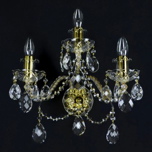 Casa Padrino Luxury Baroque Crystal Wall Lamp Gold 39 x 18 x H. 40 cm - Magnificent Brass Wall Lamp with Bohemian Crystal Glass - Baroque Furniture - Noble & Magnificent Casa Padrino Luxury Baroque Crystal Wall Lamp Gold 39 x 18 x H. 40 cm - Magnificent Brass Wall Lamp with Bohemian Crystal Glass - Baroque Furniture - Noble & Magnificent