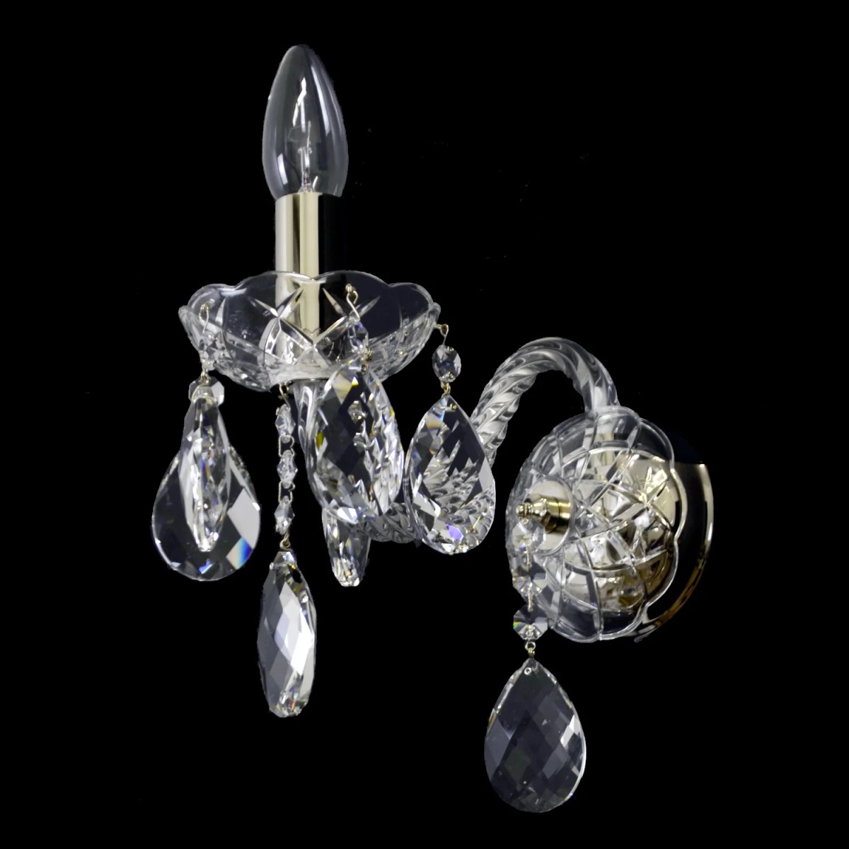 Casa Padrino Lámpara de pared de cristal barroco de lujo Plata 22 x 14 x H. 22 cm - Suntuosa Lámpara de pared de latón con cristal de Bohemia - Muebles barrocos - Noble y suntuosa Casa Padrino Lámpara de pared de cristal barroco de lujo Plata 22 x 14 x H. 22 cm - Suntuosa Lámpara de pared de latón con cristal de Bohemia - Muebles barrocos - Noble y suntuosa