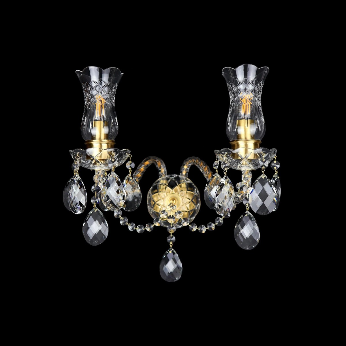 Casa Padrino Applique murale en cristal baroque de luxe Or 38 x 18 x H. 26 cm - Somptueuse Applique murale en laiton avec cristal de Bohême - Meubles baroques - Noble & somptueux Casa Padrino Applique murale en cristal baroque de luxe Or 38 x 18 x H. 26 cm - Somptueuse Applique murale en laiton avec cristal de Bohême - Meubles baroques - Noble & somptueux