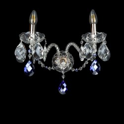 Casa Padrino Applique murale en cristal baroque de luxe Argent 38 x 18 x H. 26 cm - Somptueuse Applique murale en laiton avec cristal de Bohême - Meubles baroques - Noble & somptueux Casa Padrino Applique murale en cristal baroque de luxe Argent 38 x 18 x H. 26 cm - Somptueuse Applique murale en laiton avec cristal de Bohême - Meubles baroques - Noble & somptueux
