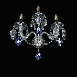 Casa Padrino Lámpara de araña de cristal barroco de lujo Plata Ø 43 x H. 40 cm - Suntuosa Lámpara de araña de latón con cristal de Bohemia - Muebles barrocos - Noble y suntuosa
