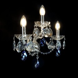Casa Padrino Lámpara de araña de cristal barroco de lujo Plata Ø 43 x H. 40 cm - Suntuosa Lámpara de araña de latón con cristal de Bohemia - Muebles barrocos - Noble y suntuosa