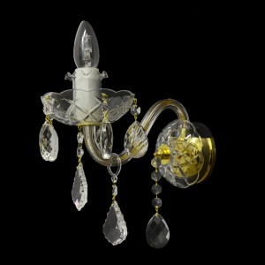 Casa Padrino Luxury Crystal Pendant Lamp Gold Ø 12.5 x H. 22 cm - Magnificent Brass Pendant Lamp with Bohemian Crystal Glass - Baroque Furniture - Noble & Magnificent