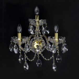 Casa Padrino Luxury Baroque Crystal Wall Lamp Gold 38 x 22 x H. 38 cm - Magnificent Brass Wall Lamp with Bohemian Crystal Glass - Baroque Furniture - Noble & Magnificent Casa Padrino Luxury Baroque Crystal Wall Lamp Gold 38 x 22 x H. 38 cm - Magnificent Brass Wall Lamp with Bohemian Crystal Glass - Baroque Furniture - Noble & Magnificent